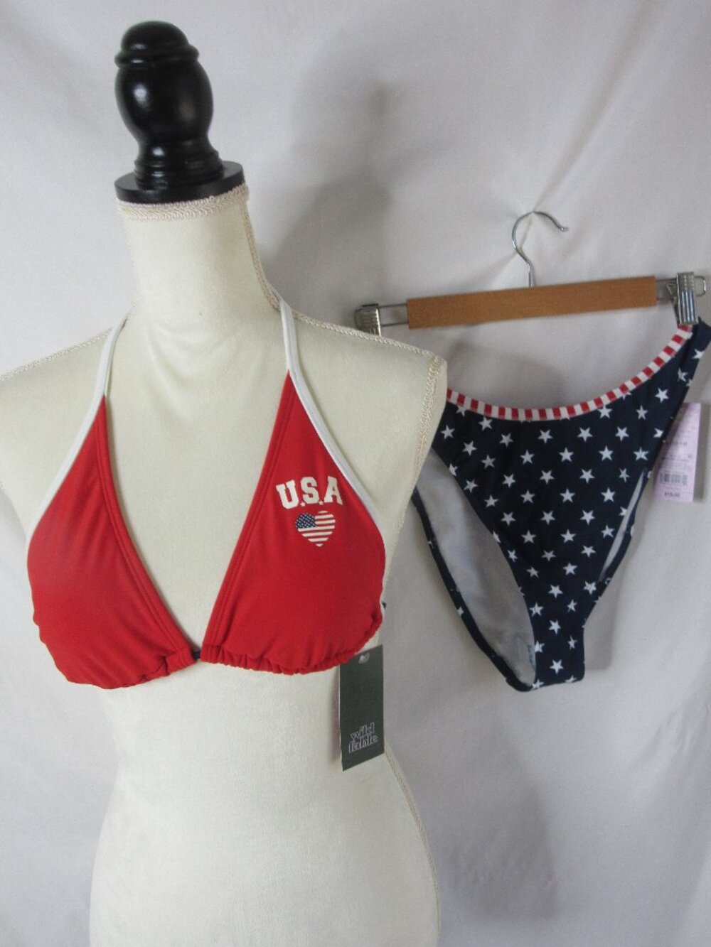 wild fable 2 Piece Bikini American USA Red White Blue Size Large & Medium NWT